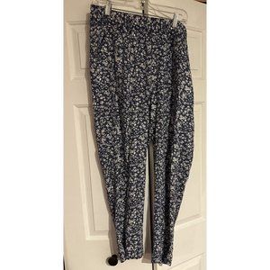Jessica Simpson Pants Womens Size Large Blue‎ Floral Ankle Bottoms Pull-On